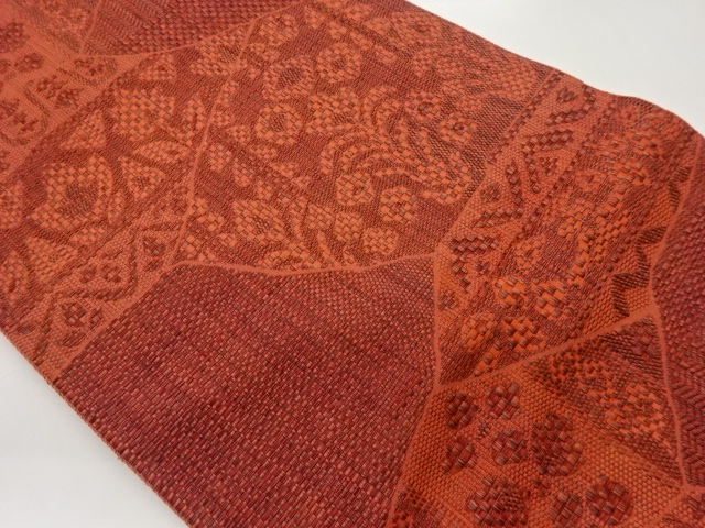 JAPANESE NAGOYA OBI / CHIKUZEN HAKATA / WOVEN FLORAL PLANTS